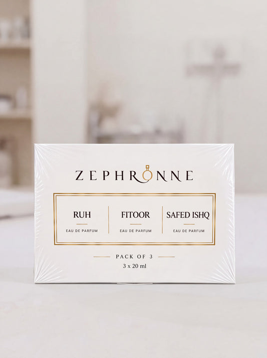 ZEPHRONNE SIGNATURE TRIO|       PACK OF RUH | FITOOR | SAFED ISHQ