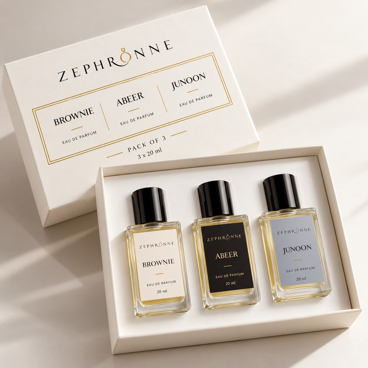 ZEPHRONNE LUXE TRIO|          PACK OF BROWNIE | ABEER | JUNOON
